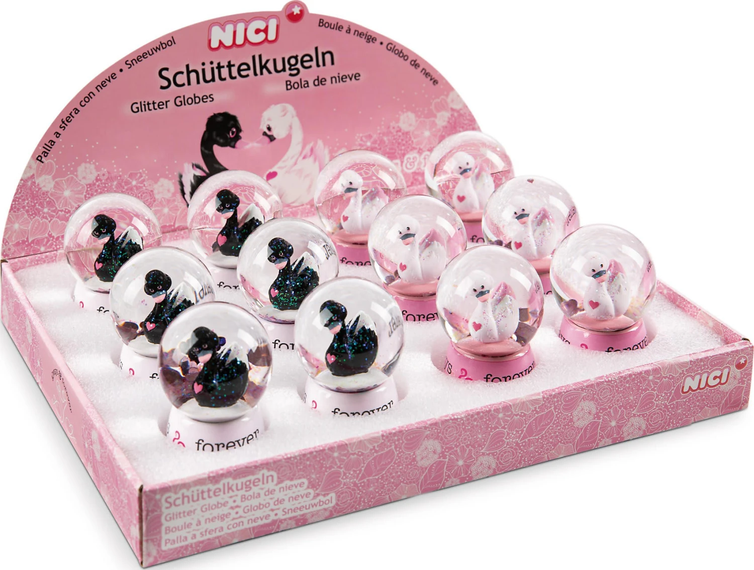 Nici Schüttelkugel Love Schwan Sortiment, 6,5 Cm (48278)